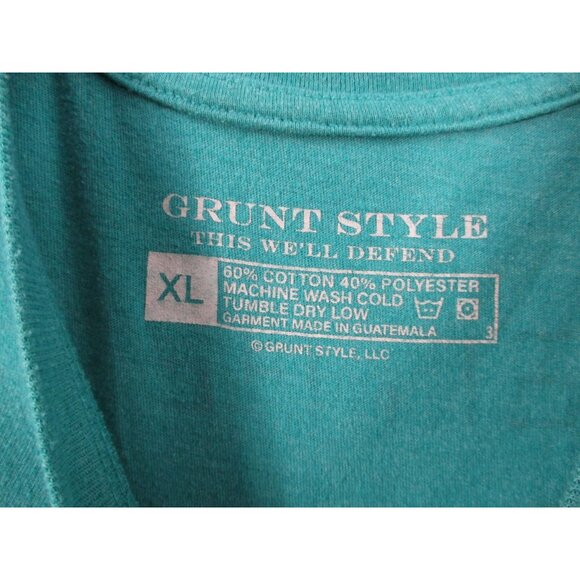 Grunt Style Patriotic Skull Graphic Muscle Tank Top Teal Sleeveless Shirt Size 4 - Picture 4 of 9